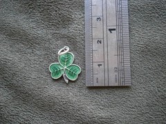 Small Lucky Irish Shamrock Vintage Sterling Silver Enamel Bracelet Charm Pendant