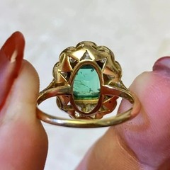 4.54Ct Vintage Art Deco Asscher Lab Created Emerald Wedding 14K Gold Finish Ring