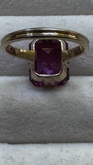 Vintage USSR Soviet 875 Sterling Silver Ring with Sapphire for Women 5.5
