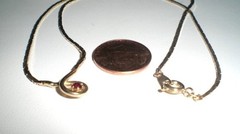 RETRO RED JEWEL GLASS RHINESTONE LOVE KNOT PENDANT 16″ GOLD CHAIN NECKLACE R564