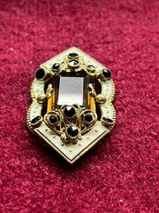 Antique Victorian Pendant Gold Plated Filigree Enamel with Citrine Stone