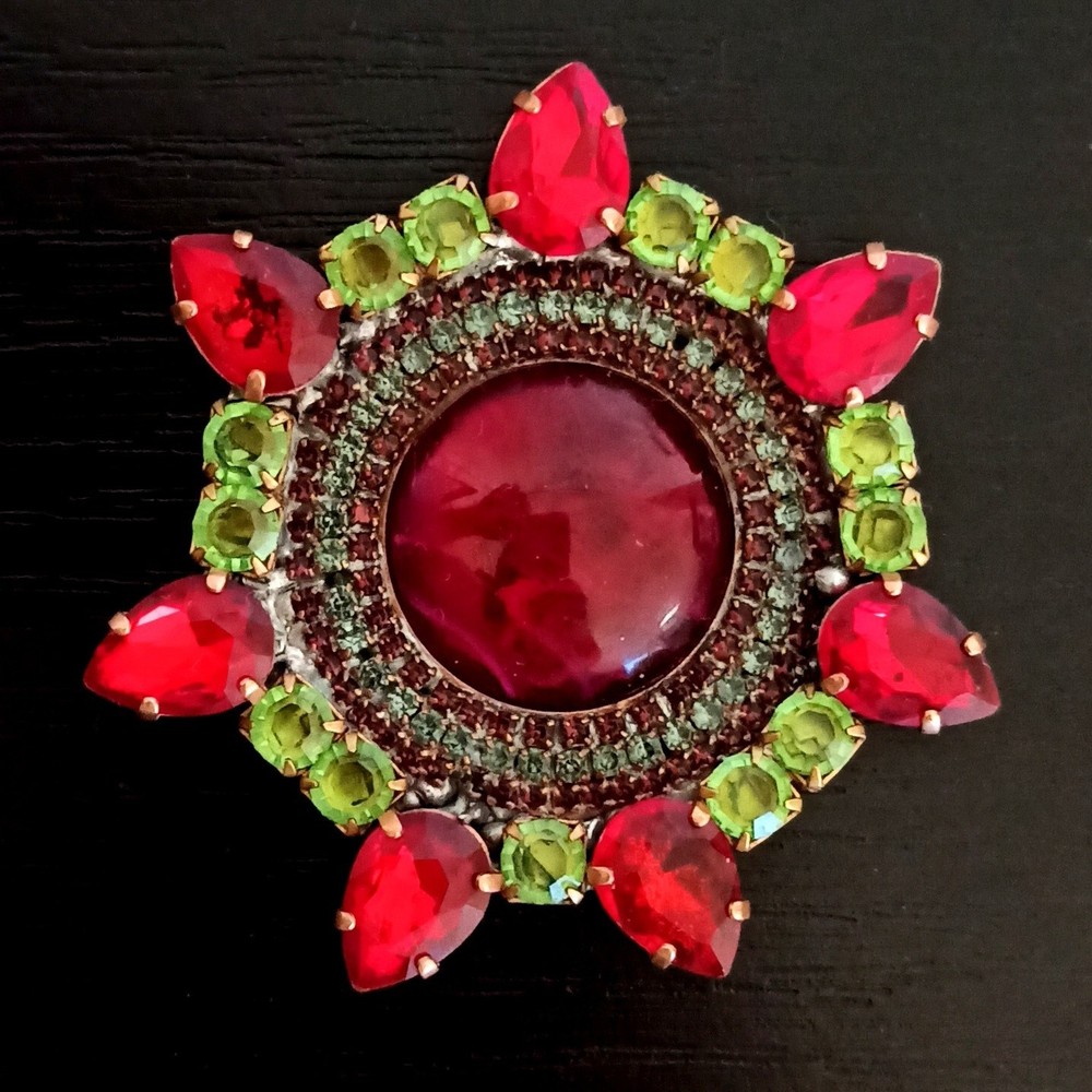 Czech Huge Vintage Rhinestone Brooch – FREE SHIPPING