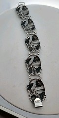 Vintage or Antique Danecraft CFO Sterling Silver Trumpet Flower Design Bracelet
