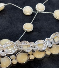 Vintage Napier Bracelet Necklace Set Cream Silver Tone
