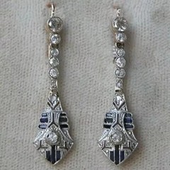 Art Deco Style 925 Silver White Diamond Bridal Drop Dangle Engagement Earrings