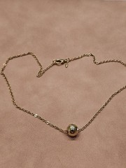 Vintage Avon Necklace Pendant Gold Tone Jewelry Ball Crystal Sliding Charm Cute