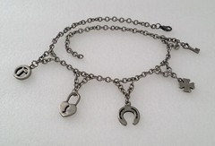 Vintage Pewter Lucky Charm Necklace