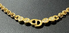 Christian Dior necklace pendant with rhinestones CD logo gold plated Vintage