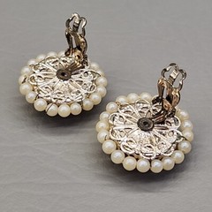 Vtg Bead Necklace Earrings Faux Pearls Layered Peach Art Glass Hong Kong 31″