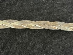 7.5” Milor Italy Gold Tone ETCHED BRAIDED Sterling Silver Bracelet Herringbone