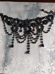 Vintage bead necklace NWT Nancy K designs Czech Republic black iris collar