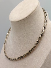 Braided Twisted Neck Wire Collar Silver Plated Brass Vintage