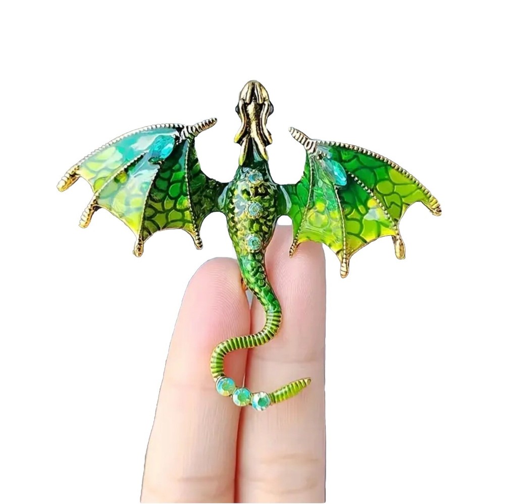 Retro Flying Dragon Green Painted Brooch Pendant US Seller No Drop Shipping