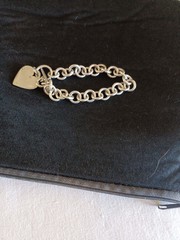 Vtg 925; By AV Rolo Chain Heart Charm Toggle Clasp Bracelet 7″, 37 Grams