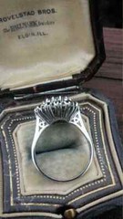 Art Deco Vintage Style Lab Created Diamond & Sapphire Engagement 925 Silver Ring