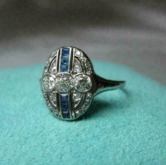 Art Deco Style Lab Created Diamond Engagement Wedding 14K White Gold Finish Ring