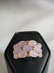 Vintage Lavender Jade Jadeite Bubble Ring Gold Tone Sterling Silver Size 6