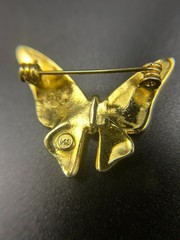 Vintage Hanae Mori Butterfly Brooch Gold Tone Vintage Designer Signed HM Japan