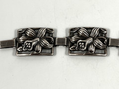 DANECRAFT STERLING SILVER LILY FLORAL PANEL VINTAGE BRACELET 7in
