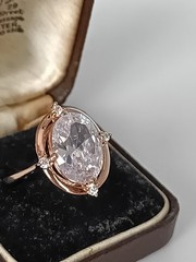Vintage 1990-s 14 Ct Rolled Gold Zircon Ring Size UK R US 8 1/2 – Hallmarked!