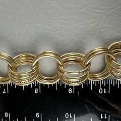 Vintage Link Statement Necklace Gold Tone Multi Ring Toggle Clasp 16.5″