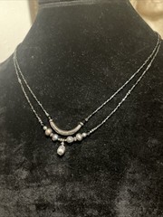 Vintage Boho Sterling Silver Beaded Baroque Pearl Necklace 18”