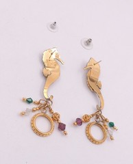 Lunch At The Ritz Seahorse Earrings Dangle Drop Pierced Vintage 90’s Jeweled