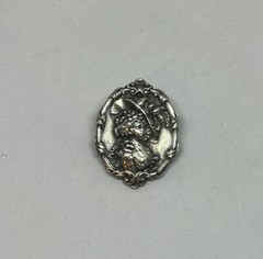 Art Nouveau Silver Plated Pewter Lady In The Hat Brooch Pin