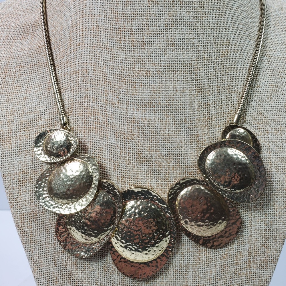 Vintage Statement Necklace Gold Tone Chain 19 Inch