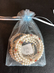 Vintage Genuine Cultured Pearl Wrap Bracelet Set Real Natural Gemstones 4pcs P14