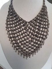 Huge VTG Silver Tone Chain Mail Bib Necklace Boho Tribal Statement Festival Vibe