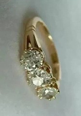 2.50 Ct Round Cut LabCreated Diamond 3 Stone Wedding Band 14K Yellow Gold Plated