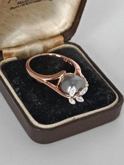 Vintage 1990-s 14 Ct Rolled Gold Pearl Ring Size UK P US 7 1/2 – Hallmarked!