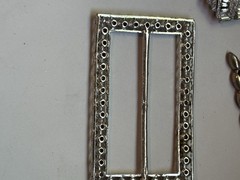 Lot 7 Antique Rhinestone Pavé Art Deco Dress Clips, Buckle, Sapphire Blue Purple