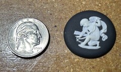 Vintage Authentic Unused WEDGWOOD Cupid 29mm Cameo In Black Jasperware