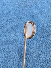 Antique Milky Agate Oval Cabochon Stone Lapel Stick Pin