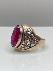 Vintage Silver 875 Soviet Ring Corundum Women’s Jewelry