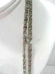 VINTAGE PAPER CLIP CHAIN LONG SILVER TONE FASHIONABLE TRENDY