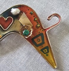 Yossi Steinberg Modernist Acrylic Resin Cat Brooch Whimsical Colorful Mixed…
