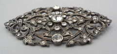 Filigree Brooch Rhinestone Floral Tulip Victorian Edwardian Medieval Titanic EUC