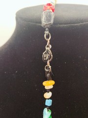 Vintage Artisan Lampwork Glass Necklace Multicolor UV Reactive Glowing Beads