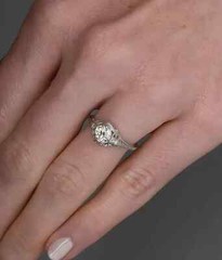 Art Deco Vintage Style Round Lab Created Diamond Wedding Ring 14K White Gold FN
