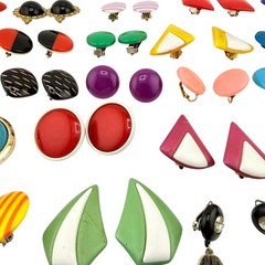 Vtg Earrings Lot of 44 Pairs Clip-on Screw-backs Lucite Acrylic Resin Mod Retro