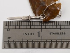 Sterling Silver 925 Golden Brown Jasper Arrowhead Pendant Necklace 18″ Dagger