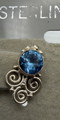 VTG 925 Sterling Silver Blue Topaz Earrings ESTATE Round 5mm each Excellent