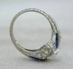 Art Deco Style Vintage Round Cut Lab Created Diamond 925 Silver Engagement Ring