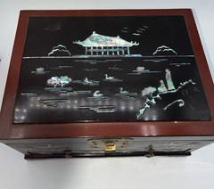 Estate Sale Lot Grandma’s Pearl Inlay Jewelry Box Filled with Vintage & Current