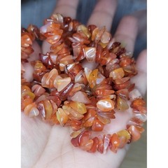 Vintage Natural Carnelian Chip Necklace Orange Agate Gemstone Beaded Strand 30