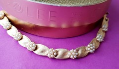 Vintage Crown Trifari Gold Plate Birthday Ribbon Bracelet