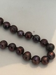 17″ Strand Copper Purplish Cultured Pearls Clasp Necklace 6.4-7.2MM 40 Pearls